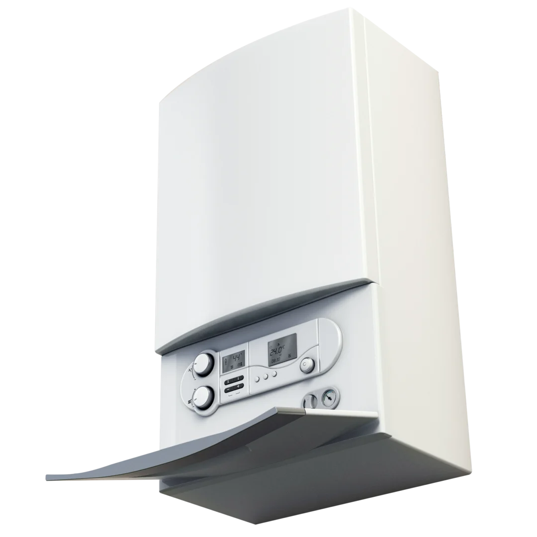New boiler installation on a transparent background