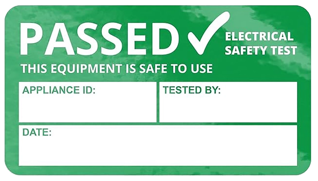 'Passed' green PAT Testing label